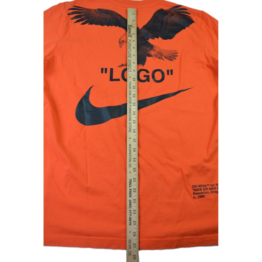 Nike Off-White Air Max 90 Tuxedo Eagle Orange T-Shirt BQ0827-891 Mens Large - Picture 12 of 12